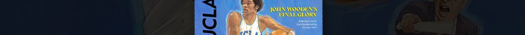 Cover of UCLA Magazine’s 2024 fall print edition, featuring a painting of UCLA basketball players