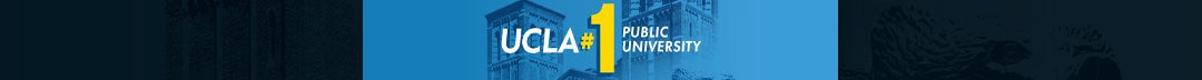 Graphic showcasing Royce building and bruin bear with "UCLA #1 Public University" text